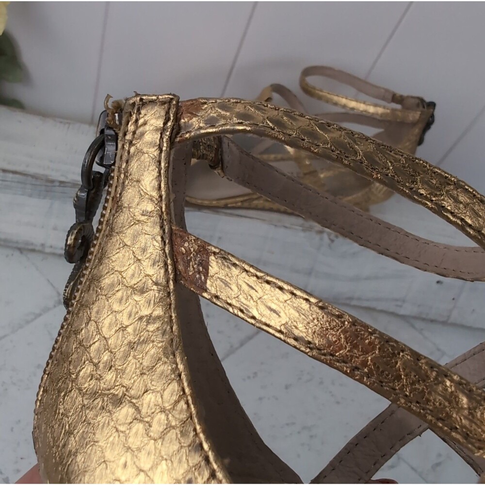 House of Harlow Gold Casmine Gladiator Wedge Sandal Snake Charms Size 6 | 36.5 - Picture 10 of 14